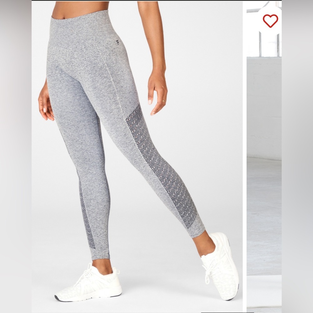 Fabletics Sync High-Waisted Perforated 7/8 Gray Leggings.